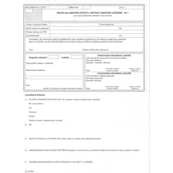 Tiskopis Návrh na umístění dítěte v dětské odborné léčebně cena za: 1 ks
