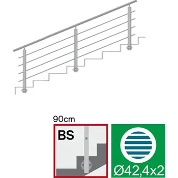 Nerezové zábradlí BS L3000, D42,4/4xd12/H900