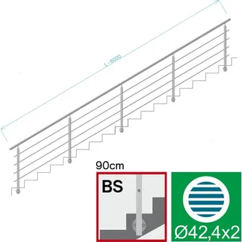 Zábradlí Nerezové zábradlí BS L6000, D42,4/4xd12/H900
