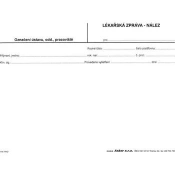 Tiskopis Lékařská zpráva - nález balení: 100 ks