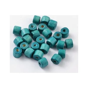 Dětské navlékací korálky Dřevěné korálky tyrkysové 7x6mm 20g