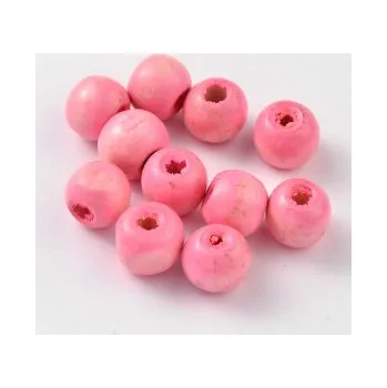 Dětské navlékací korálky Dřevěné korálky světle růžové 10mm 20g