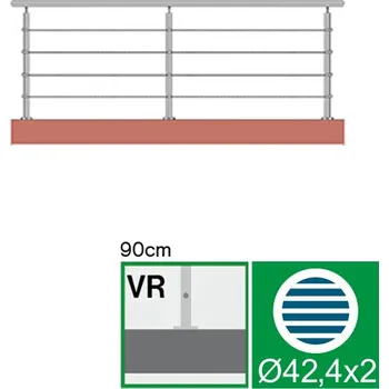 Nerezové zábradlí VR L3000, D42,4/4xl5/H900