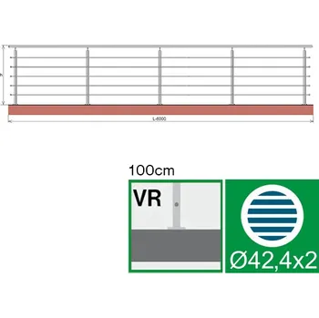 Zábradlí Nerezové zábradlí VR L6000, D42,4/5xd12/H1000