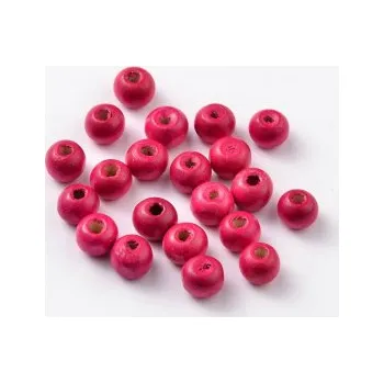 Dětské navlékací korálky Dřevěné korálky sytě růžové 6mm 20g