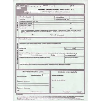 Tiskopis Návrh na umístění dítěte v ozdravovně cena za: 1 ks