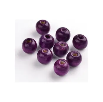 Dětské navlékací korálky Dřevěné korálky fialové 12mm 20g