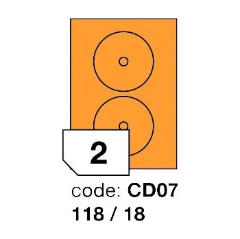 Speciální papír Samolepící etikety Rayfilm Office průměr 118/18 mm 100 archů, fluo oranžová, R0133.CD07