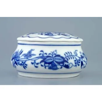 Váza Český porcelán, a.s., Dubí Dóza šperkovnice kulatá s víčkem 9 cm, cibulák, Český porcelán