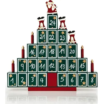 Vánoční dekorace Dřevěný adventní kalendář Pyramida