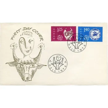 Poštovní známka (1976) FDC - MiNr. 724 - 725 - Norsko - Europa: umění a řemesla Europa: umění a řemesla - kresba