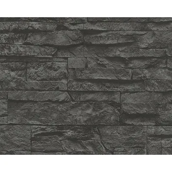 Tapeta Vliesová tapeta na zeď 7071-23 černá kamenná zeď / Vliesové tapety Wood´n Stone 707123 (0,53 x 10,05 m) A.S. Création