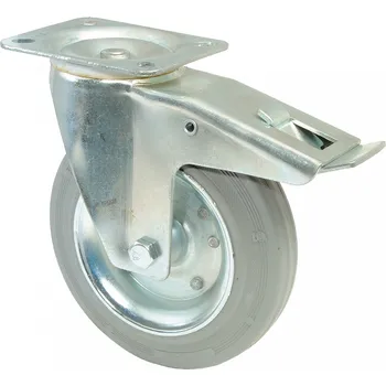 Pojezdové kolečko Kolečko šedé gumové nešpinící 100mm, otočné s brzdou - L420.B56.100