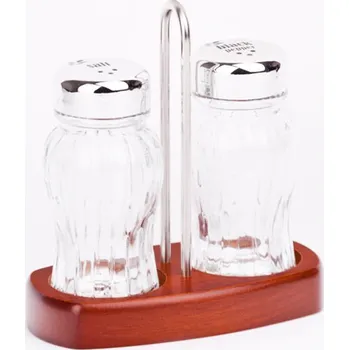 Kořenka GALD - Slánka a pepřenka v dřevěném stojanu - hnědá (Solnička a pepřenka)