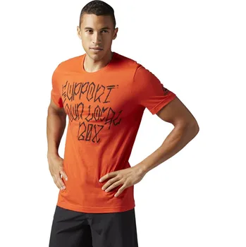 Reebok Crossfit Support Your Local Box Tee oranžové Pánské tričko Reebok Crossfit Support Your Local Box Tee oranžové