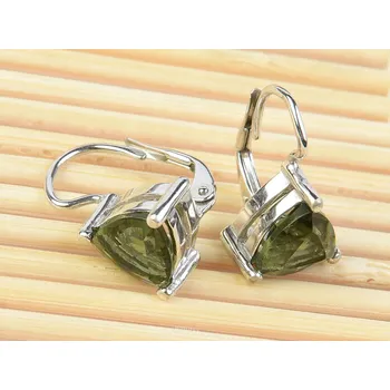 Náušnice Vltavín náušnice trigon 8 x 8mm standard brus Ag 925/1000 + Rh