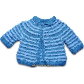 ručně pletený svetr pruhovaný modro-bílý, raglánový rukáv, vel.62