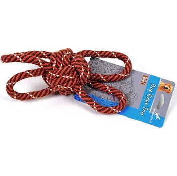 Hračka pro psa Hnědý propletený uzel - 23 cm (Hnědá propletená lanová hračka ve tvaru uzlu o velikosti 23 cm. Je vhodná pro různá plemena psů v závislosti na jejich potřebách.)