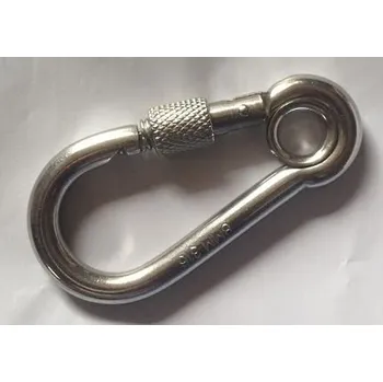 Úchyt pro horolezeckou stěnu Karabina hasičská nosnost 430 kg - 100x10mm - nerez