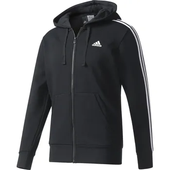 Pánská móda adidas Essentials 3-Stripes Fleece Hoodie černá