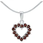 Stříbrný přívěsek s přírodními granáty ve tvaru srdce SILVEGOB180012