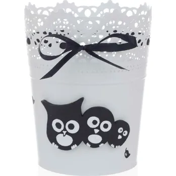 Kovový stojan na tužky a pastelky - Sovičky - vzor 4