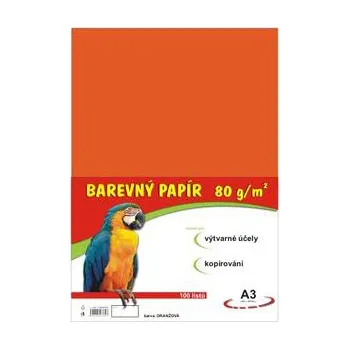 Barevný papír Papír pro VV A3/80g/100ks oranžový