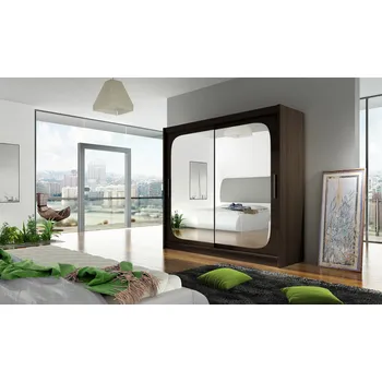 Šatní skříň Skříň Bega VIII 180cm - Skříň dvoudvéřová s posuvnými dveřmi se zrcadlem