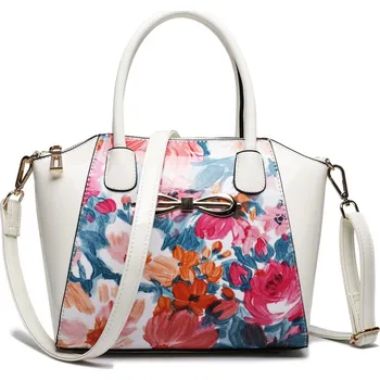 Miss Lulu bílá s květy Kabelka Miss Lulu bílá s květy