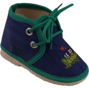 Chlapecké bačkory Papuče Pegres 1066 14,5 modrá, žlutý lem