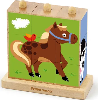 Dřevěná hračka Studo Wood Kostky - zvířatka z farmy