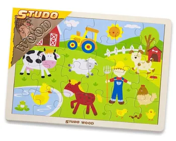 Dřevěná hračka Studo Wood Puzzle farma 24 dílků