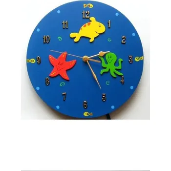 Hodiny Dětské dřevěné hodiny Oceán tichý mechanismus