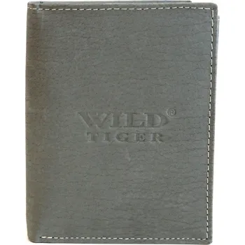 Šedá pánská kožená peněženka Wild Tiger (AM-28-123) na výšku