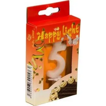Dortová svíčka Svíčky číslice bílé č.5