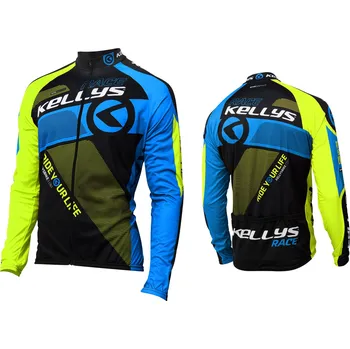 cyklistický dres Kellys Pro Race s dlouhým rukávem modrý/žlutý/černý