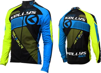 cyklistický dres Kellys Pro Race s dlouhým rukávem modrý/žlutý/černý