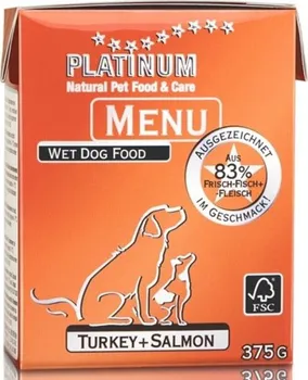 Krmivo pro psa Platinum Natural Menu krocan/losos 375 g