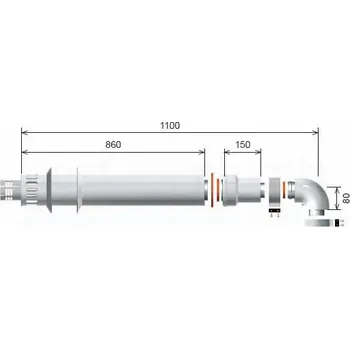 Kouřovod ARISTON Sada horizontální přes stěnu s redukcí z prům. 60/100 na prům. 80/125, bílý lak