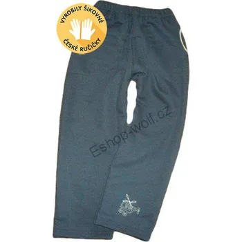 Betty Mode (ušito v ČR) Chlapecké tepláky bavlněné vel. 92,98 šedé s vrtulníkem
