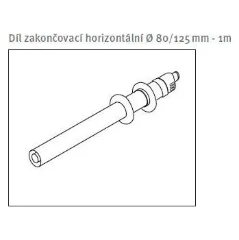 Kouřovod Díl zakončovací horizontální Ø 80/125 mm - 1m