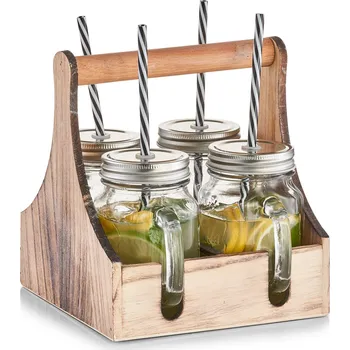 Sklenice Zeller sada sklenic s brčkem v bedýnce 450 ml