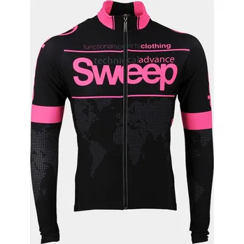 cyklistický dres SWEEP CYKLISTICKÝ DRES ELITE CYKLO-D017 S DLOUHÝM RUKÁVEM ČERNO/RŮŽOVÝ FLUO Varianta: M