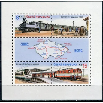 Poštovní známka Česká pošta (2000) A 254 - 255 ** - ČR - Železnice v letech 1900 a 2000 - DV + vychýlený PO