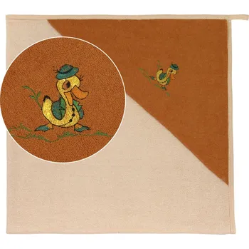 Osuška froté s kapuckou béžová s hnědou