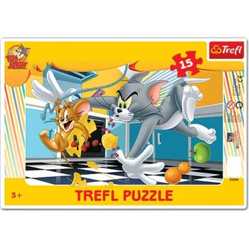puzzle pro nejmenší Recenze Trefl 131214 Tom a Jerry hra na honěnou 15 Dílků