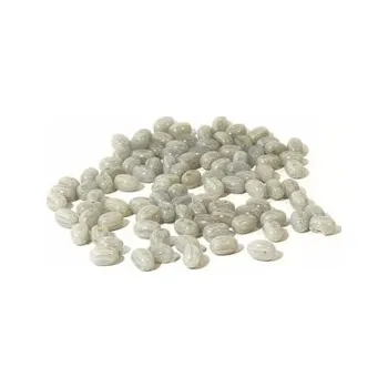 Dětské navlékací korálky Dvoudírkový rokajl světle šedá žíhaná 10g