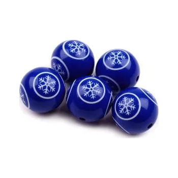 Dětské navlékací korálky Plastový korálek s vločkou 14mm modrý