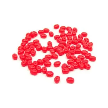 Dětské navlékací korálky Dvoudírkový rokajl červená 10g