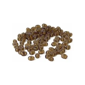 Dětské navlékací korálky Dvoudírkový rokajl tmavě hnědá průhledná 10g